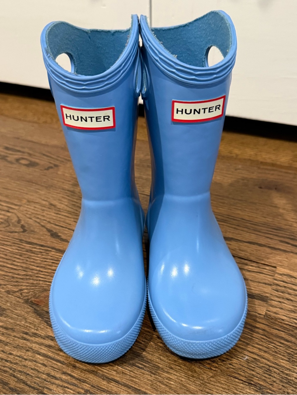 Hunter Kids Blue Waterproof Rain Boots with Pull Handles